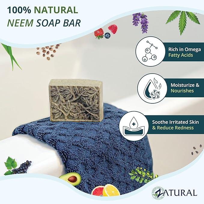 ZaturalOfficial's tweet photo. 🧼🌿 Pamper your skin with Zatural 100% Natural Neem Soap Bar! Rich in omega fatty acids, it moisturizes, nourishes, and soothes irritation &amp; redness. Perfect for all skin types. #NeemSoap #NaturalSkincare #Zatural #HealthySkin https://t.co/mtaX50qnMP https://t.co/MLH3XvgQfg
