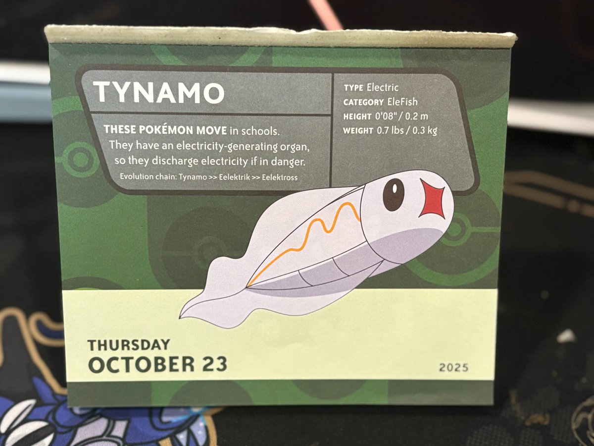 SoulMaier's tweet photo. Happy Thursday, October 23, 2025. The pokemon page of today #pokemon #tynamo 💚 https://t.co/nqSTIFlbrk