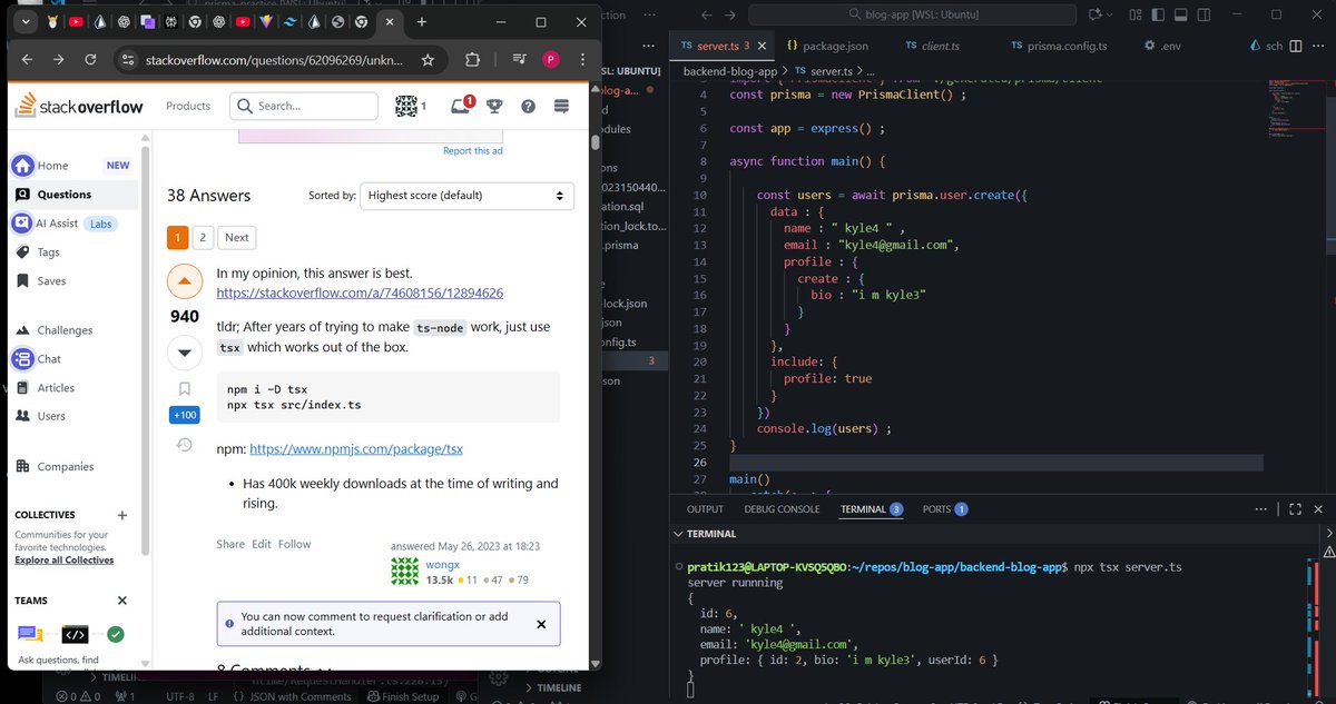 Pratikwebtech's tweet image. ✅ Day 115 of #100DaysOfCode
💻 Planned to make a basic blog app but hit many errors setting up TypeScript and Tailwind
After a long chat with ChatGPT, turned to Stack Overflow and the first answer solved it !
#learninPublic