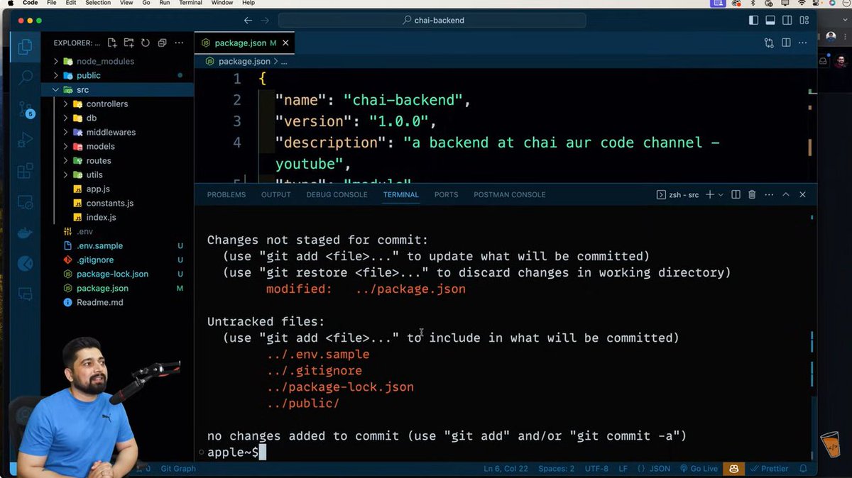 codeXninjaDev's tweet image. Day 7 of #BackendNinjaChallenge🥷by @ChaiCodeHQ @Hiteshdotcom 
Learned to structure a professional backend project from scratch! 📁
Used mkdir & touch to organize folders and files, and installed Nodemon & Prettier as dev deps. Clean setup, no code yet just pure structure! 💻🔥
