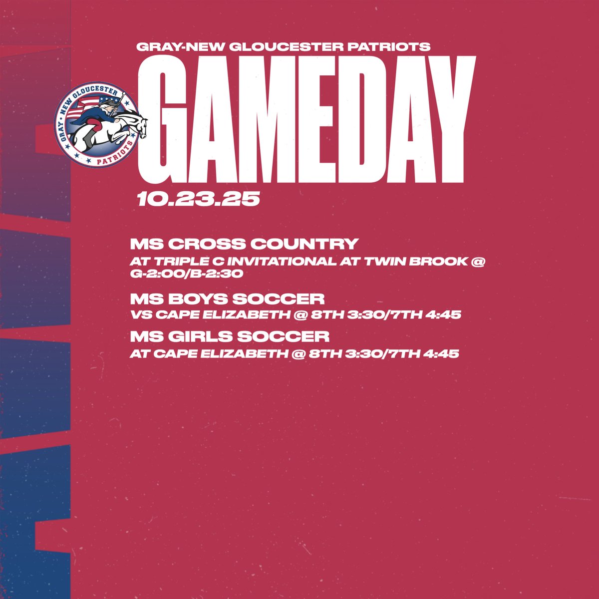 Good luck to our middle school teams who are competing today!

#PatriotPride