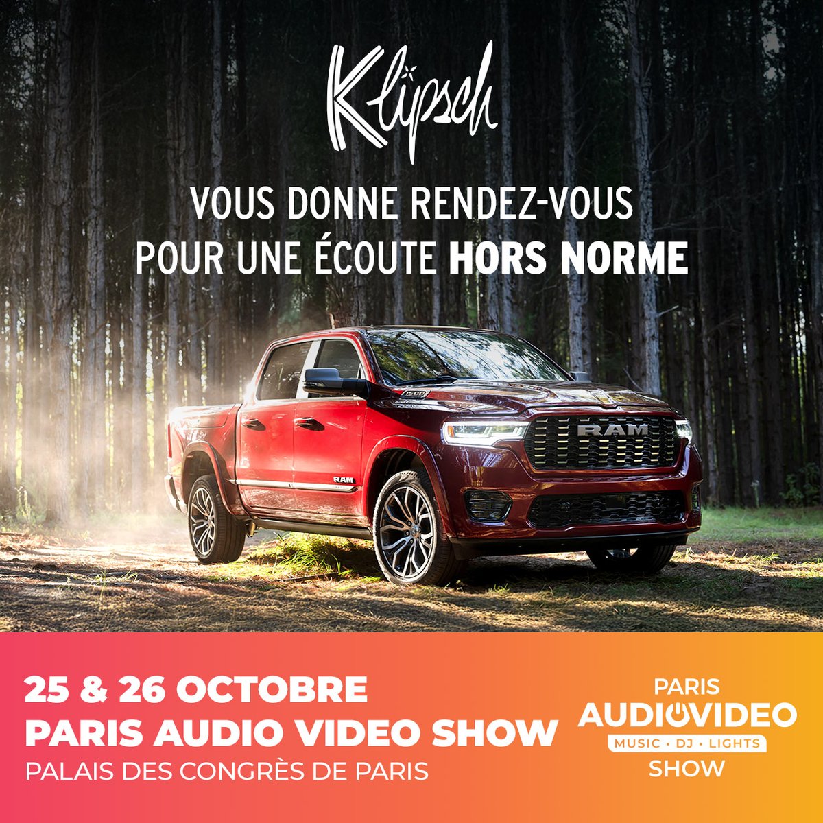 Oseras-tu monter dans le Dodge RAM 1500 avec le son <a href="/KlipschAudio/">Klipsch Audio</a> à bord ?  

Une expérience unique à vivre pendant le salon ! On t'attends sur le stand de Klipsch dans le hall Havane.

#caraudio #tuning #dodge #hifi