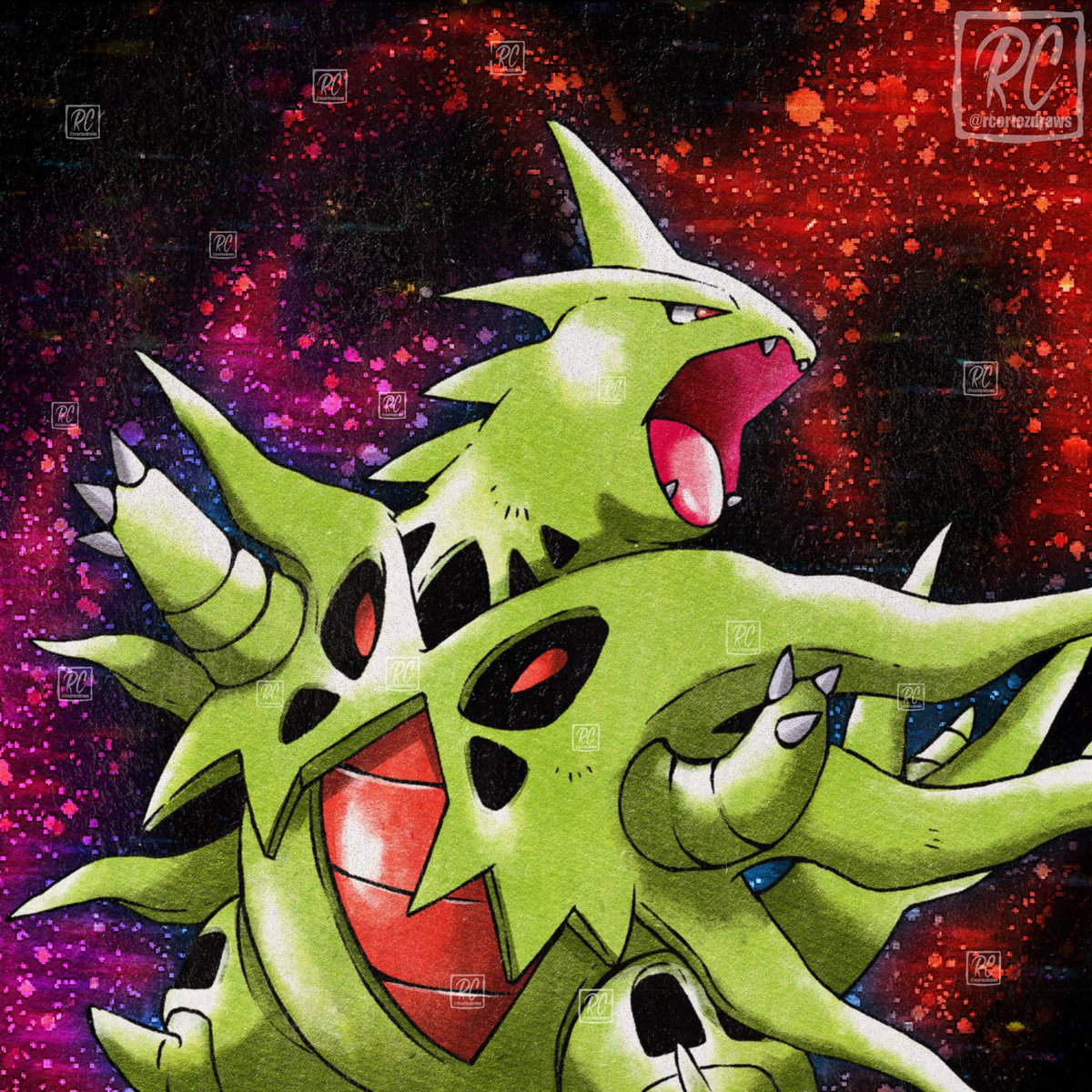 rcortezdraws's tweet image. Mega Tyranitar drawn in the Retro Neo style! #Pokemon #PokemonLegendsZA
