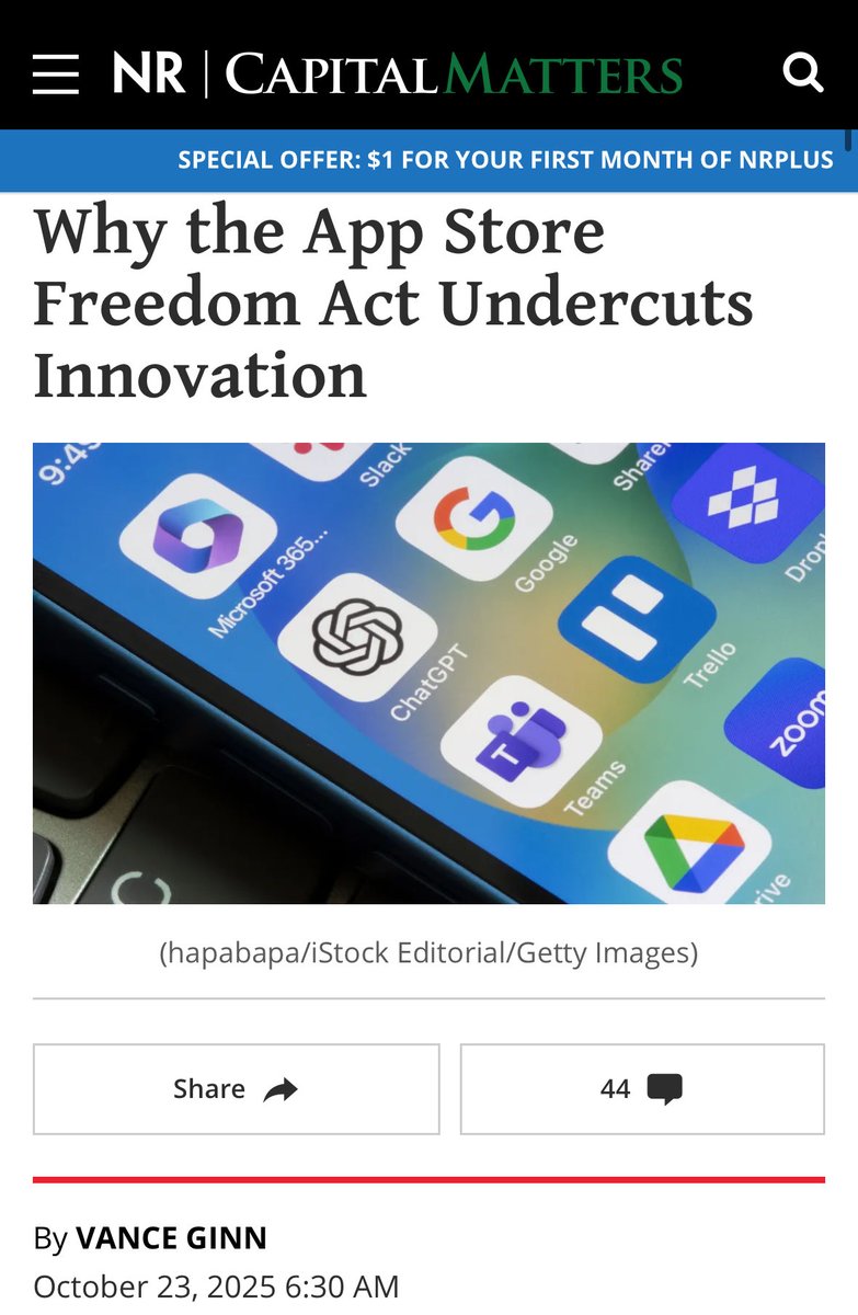“In an era frequently defined by legislative overreach, the App Store Freedom Act (HR 3209) stands out as a prime example of the misguided, neo-Brandeisian antitrust thinking that has gained traction across the political spectrum with fans of big government on both left and