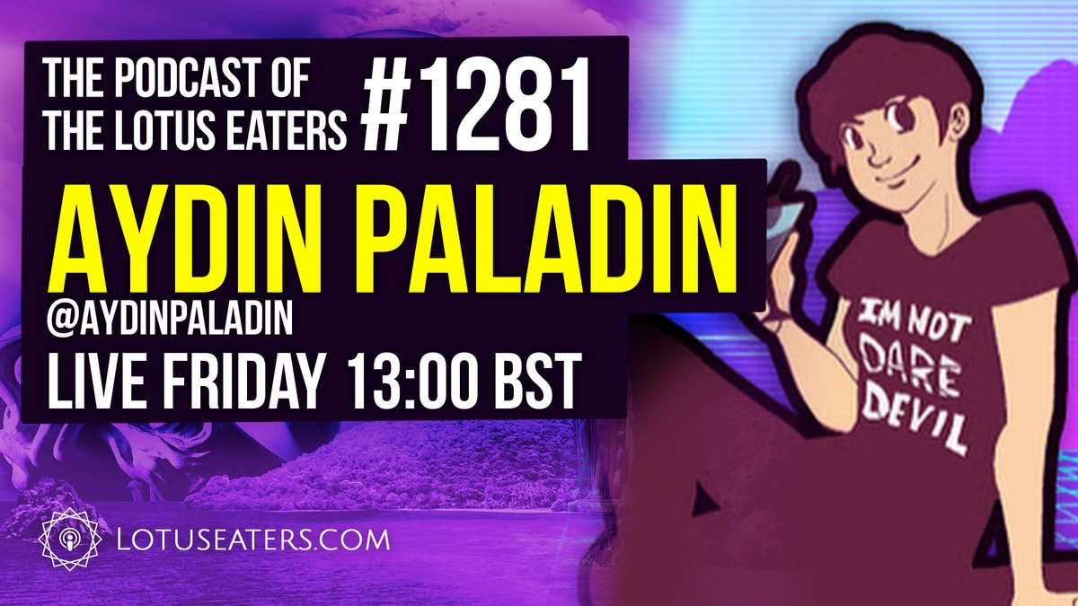 Tomorrow we will be joined by special guest <a href="/AydinPaladin/">Aydin Paladin🍸👑💛🖤✝️📊</a>!

Tune in at 1pm BST for the podcast and 3pm for the Lads' Hour where we'll be discussing our desert island discs lotuseaters.com