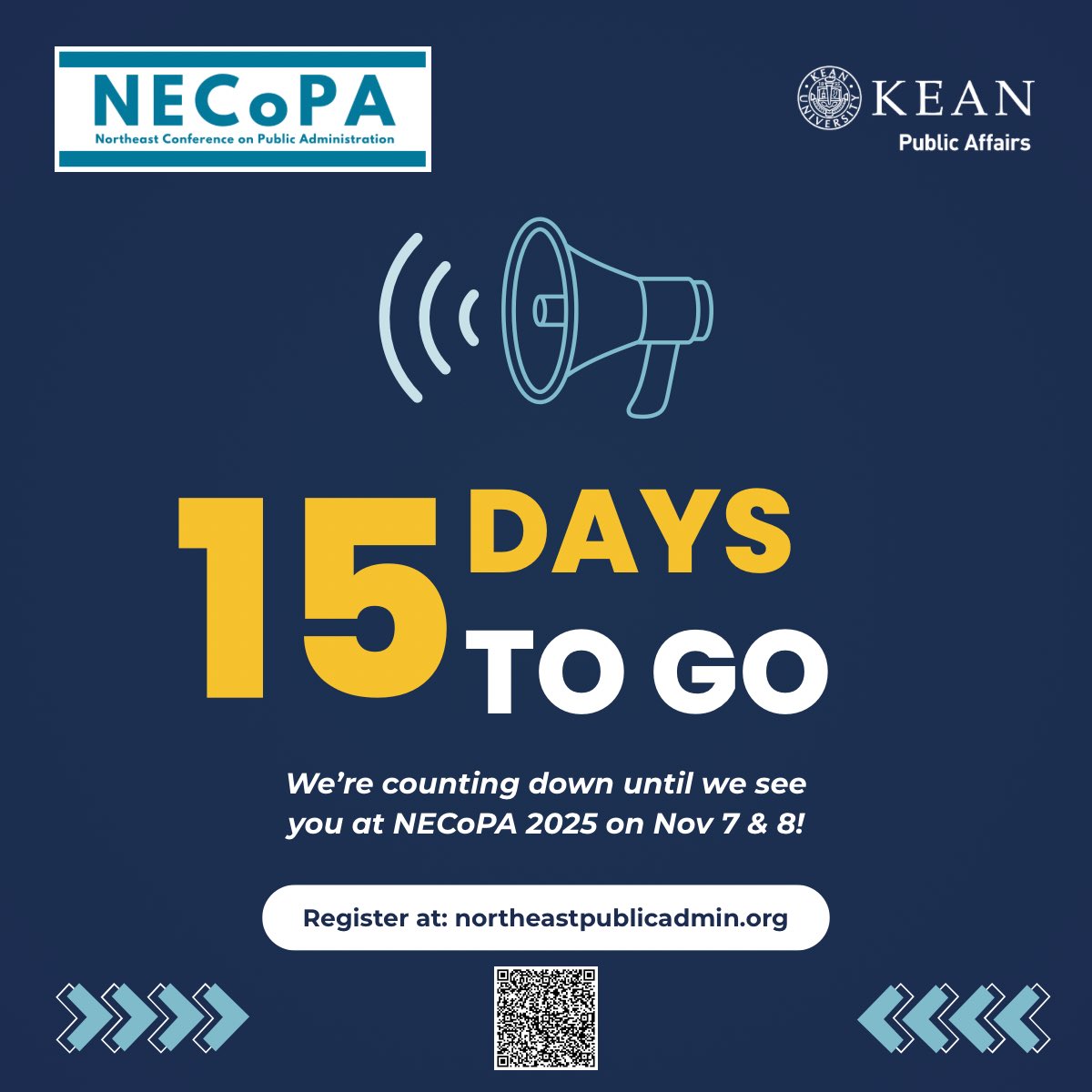 ⏰ Just 15 days left until #NECoPA2025!
Join us Nov 7–8 at Kean University, NJ to explore innovation, inclusion &amp; democracy in public service. 🌟
🎟️ Register now: bit.ly/NECoPA2025

#PublicAdministration #DemocraticGovernance