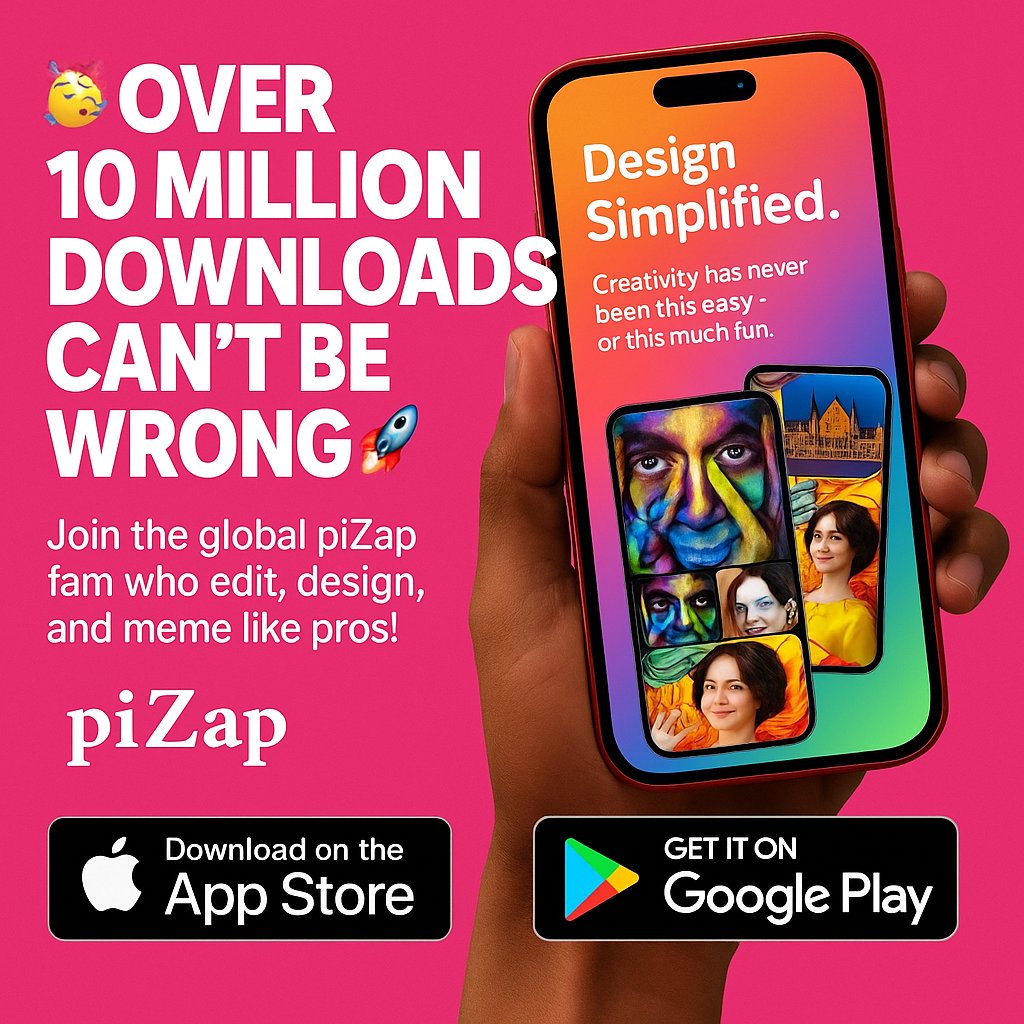 pizap's tweet image. 🎉 Over 10 MILLION downloads and counting! 🚀
Join the global piZap fam who edit, design, and meme like pros! 
📲 Download the app and experience awesomeness!

✔️Available in the Apple Store!
apple.co/2Ymv3LB

✔️Also in the Google Playstore!
bit.ly/3hnhK54

#piZap