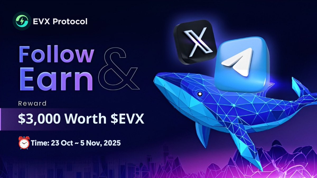 EVXDepin's tweet image. 🚨 EVX Protocol Airdrop is LIVE! 🚨
💰 $3,000 worth of $EVX tokens up for grabs!
🎯 530 Winners Total:
🔹 500 Random Participants
🔹 Top 30 Referrers
📅 Duration: Oct 23 – Nov 5, 2025
📦 Distribution: After listing
🔗 Join Now: t.me/EVXProtocolAir…
#Airdrop #CryptoAirdrop