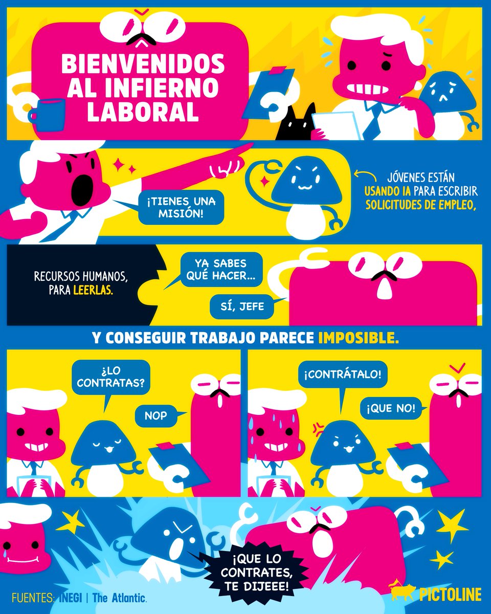 pictoline's tweet image. ☠️ Bienvenidos al círculo del infierno laboral donde algoritmos rechazan a algoritmos 🤖
#chatgpt #ia #inteligenciaartificial #empleo #desempleo #reclutamiento #trabajo #cv #sociedad #tecnologia #pictoline