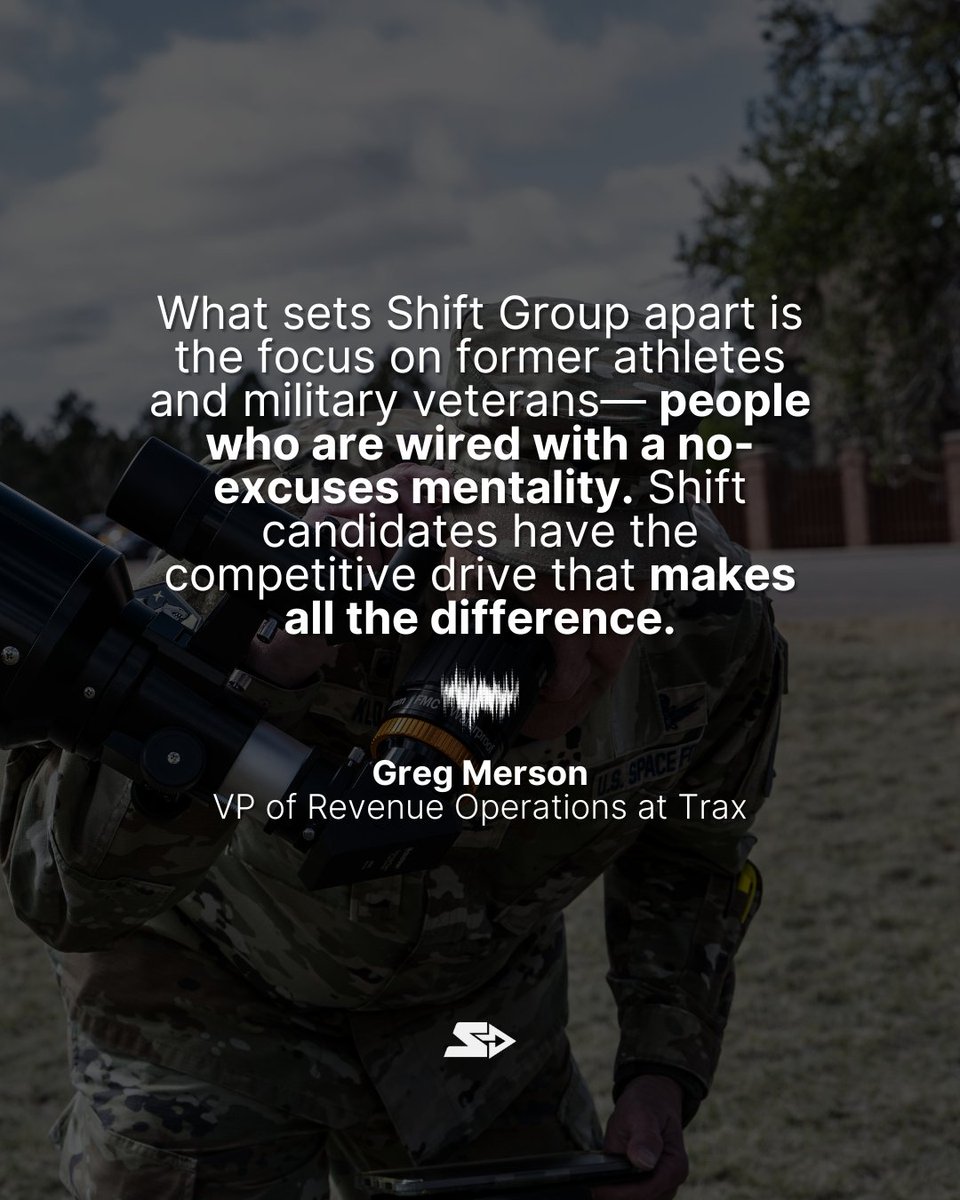 shiftgroup_hq's tweet image. The no-excuses mentality doesn’t stop after the uniform comes off.
Shift Group candidates bring the drive that makes all the difference.
Get connected at shiftgroup.io