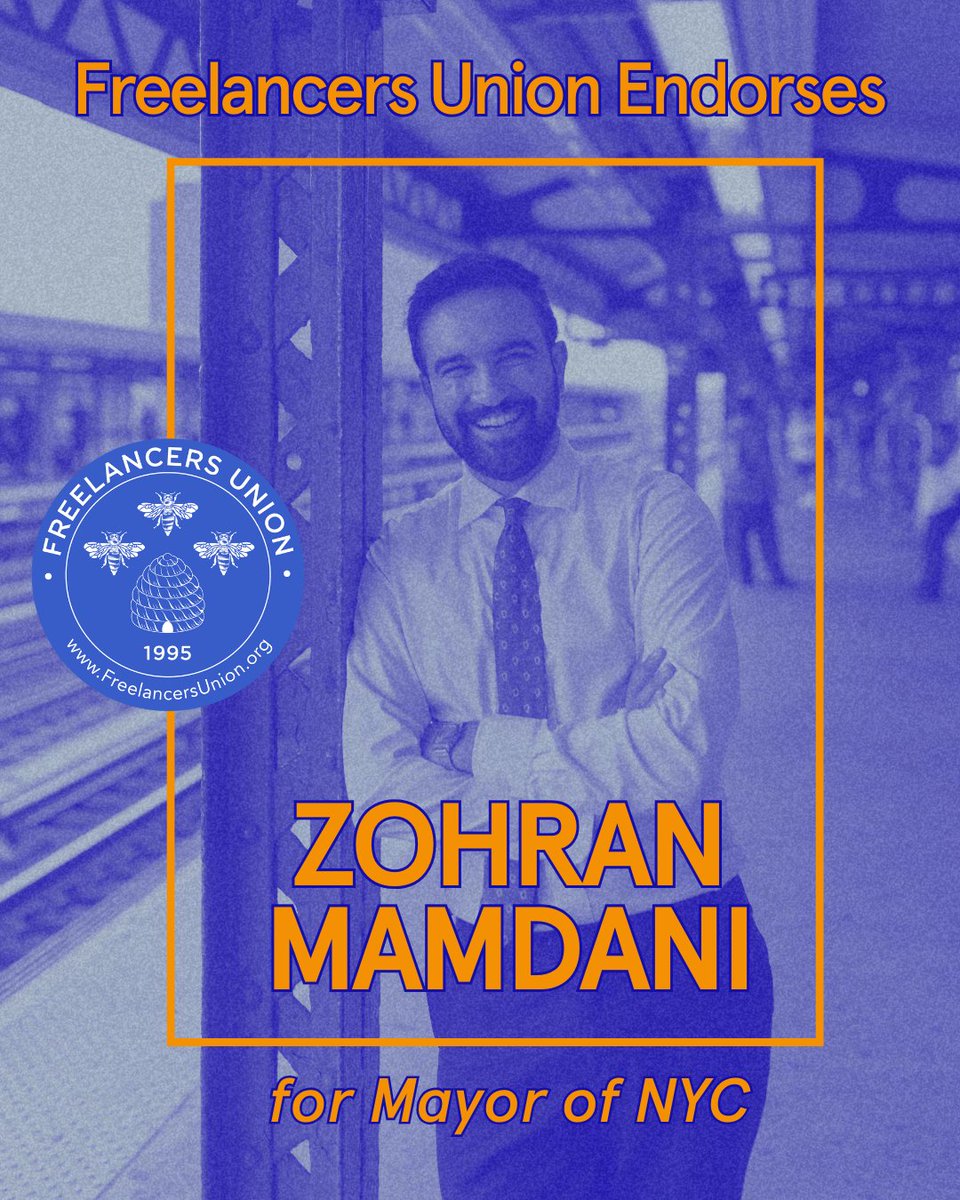 In advance of early voting beginning on Saturday, we enthusiastically endorse @zohrankmamdani in the mayoral election. Zohran is the clear choice for leading NYC towards a future where freelancers don't have to choose between following their dreams and making ends meet