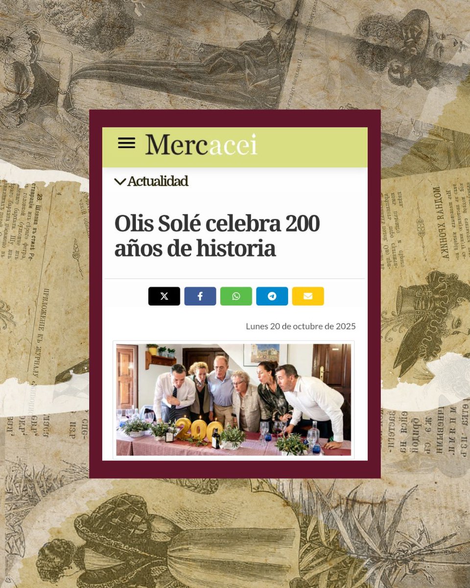 La celebració dels 200 anys d’Olis Solé també ha tingut ressò als mitjans, que s’han fet eco d’aquesta fita tan especial per a la nostra família.

Ens fa molta il·lusió veure com la nostra història i el vincle amb la terra continuen arribant més lluny 💛
