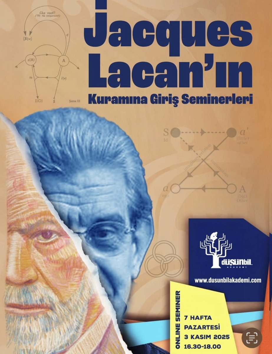 📢 “Lacan’ı Anlamak” Semineri — Psikanalitik düşüncenin derinliklerine bir yolculuk

Freud’un adını duymayan yok…
Peki ya Lacan?
Kimi için karmaşık, kimi için büyüleyici; ama psikanalizi anlamak isteyen herkes için vazgeçilmez bir durak.

Bu seminerde, Lacan’ın düşünce sistemine