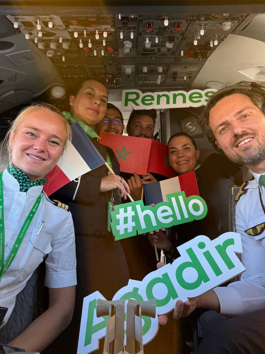 transaviaFR's tweet image. Un aller simple vers le soleil ! ☀️🇲🇦
Découvrez en images l'inauguration de nos 2 nouvelles lignes :

Montpellier ✈️ Agadir
Rennes ✈️ Agadir

Merci aux équipages 💚
