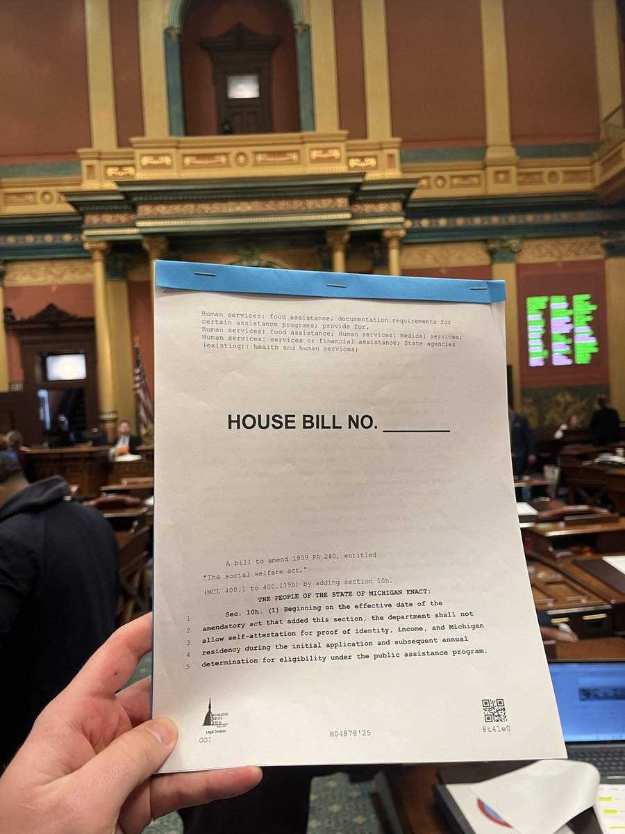 Co-sponsored a bill to require proof of American citizenship and proof of poverty to apply for welfare in Michigan.
