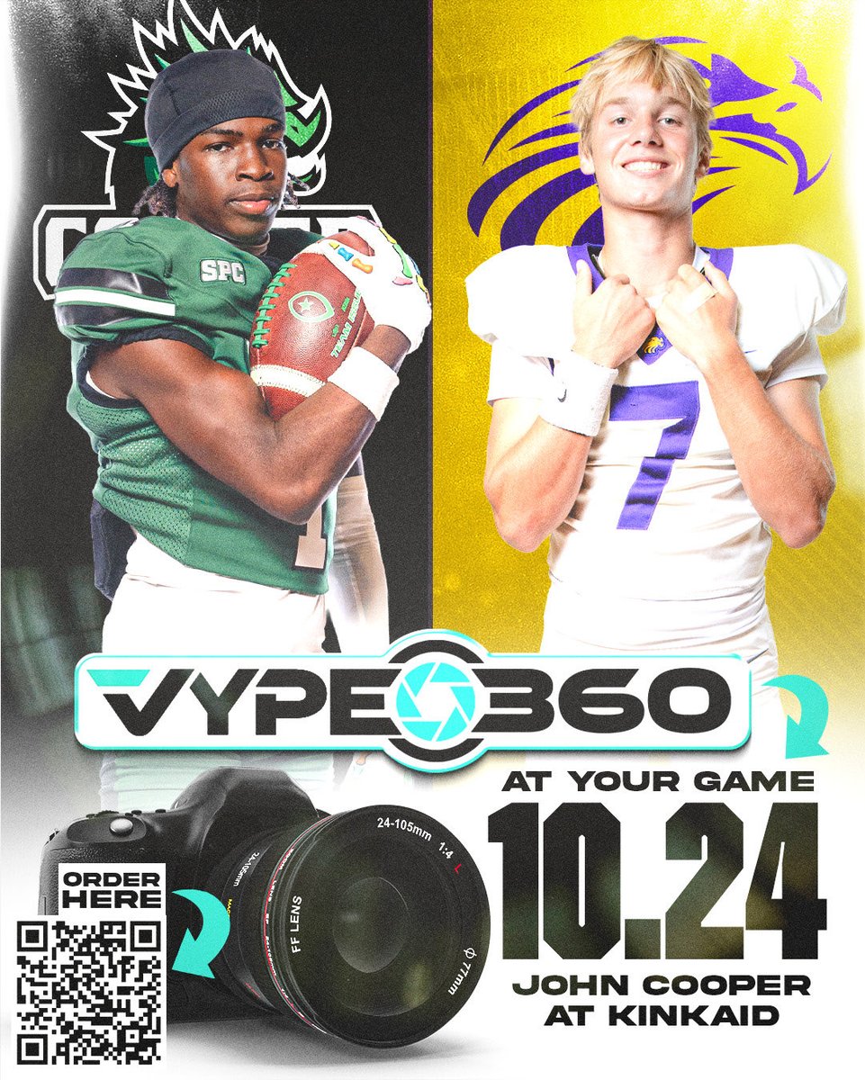 VYPE 360 📸 

John Cooper vs Kinkaid is our Private school Football Game of the Week powered by Phlox.

PRE-ORDER YOUR PERSONALIZED SPOTLIGHT GALLERY BY HITTING THE LINK!

sports.phloxphoto.com/eventDetail/41…

OR BY SCANNING THE QR CODE 

#txhsfb
