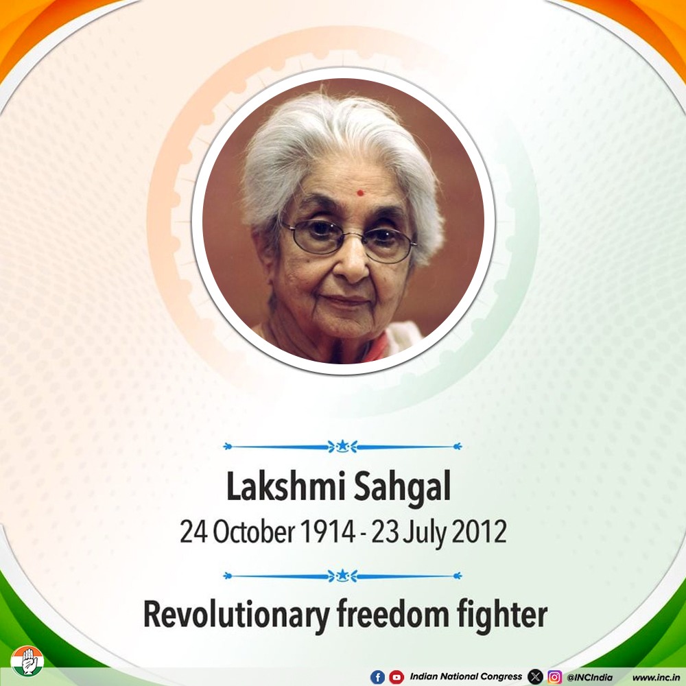 We honour the legacy of Captain Lakshmi Sahgal on her birth anniversary. 

A fearless freedom fighter, a dedicated doctor, and a symbol of courage and resilience. 

Her unwavering spirit continues to inspire generations to fight for justice and equality.