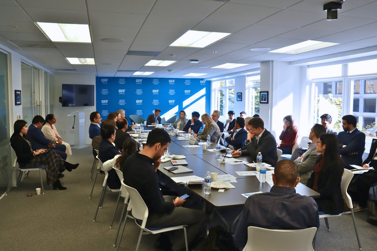 ORFAmerica's tweet photo. This morning, @ORFAmerica launched its flagship ‘Future of #Energy Breakfast’ series with Amb. Geoff Pyatt of @McLartyAssoc, @ShivGov of Omidyar Network, and @jennyschuch of @TheAsiaGroup. 

Participants discussed how #AI can secure #energy grids and optimize resources amid the sector's rising consumption needs.
