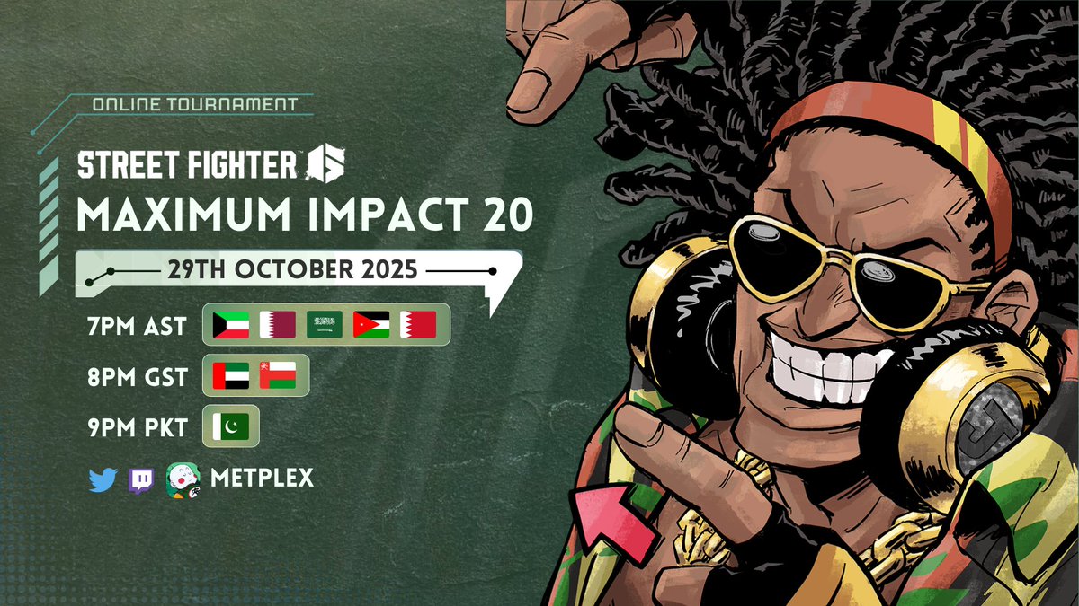 Metplex1's tweet image. Get Ready For Maximum Impact 20!
📅 29/10/2025

Hype with C. Vipers release? Test your strength in Middle Easts HYPEST open bracket tournament!

📌 challonge.com/mxi20
🔴 twitch.tv/metplex1