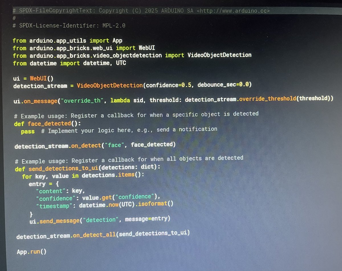r_schulz_maker's tweet image. Trying to get a real picture for face detection by using #micropython code in @arduino App Lap and single board computer mode.