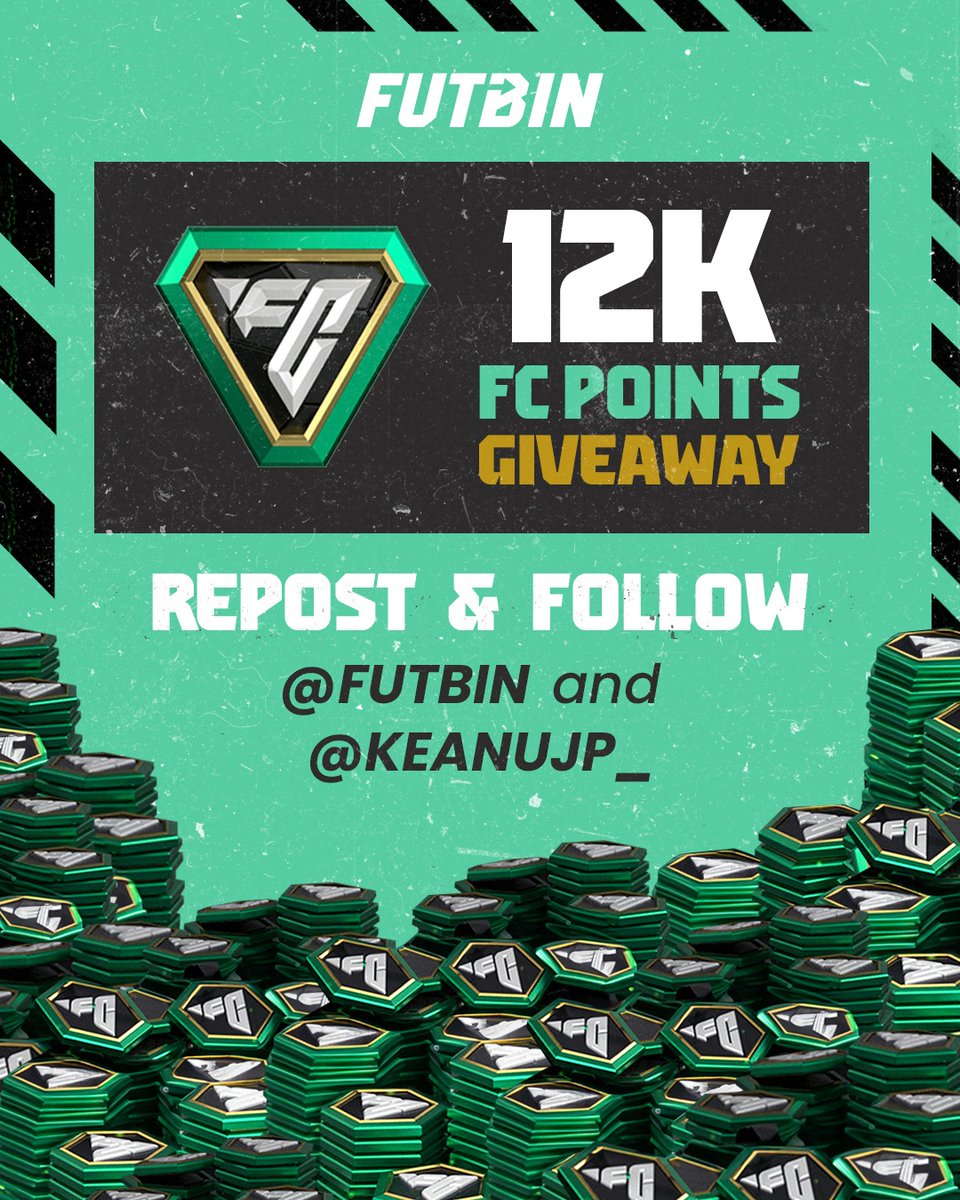🔥🚨12K FC Points Giveaway 🚨🔥

To celebrate the announcement of me and <a href="/FUTBIN/">FUTBIN</a> working together, we are giving away 12,000 FP! 💰

All you have to do is :
Repost ♻️
Follow <a href="/FUTBIN/">FUTBIN</a> &amp; <a href="/KeanuJP_/">KeanuJP - EAFC</a>

Good luck❤️