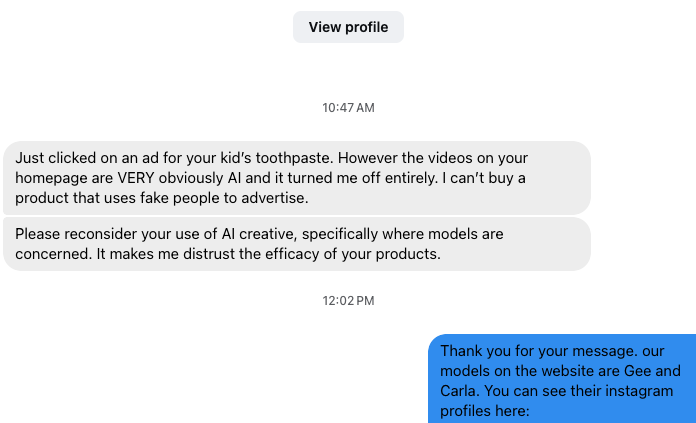 KBSPosts's tweet image. This was a complaint @ENMLToothTabs got on their instagram

We did use models and a photoshoot for it

Does my website look AI? enml.com