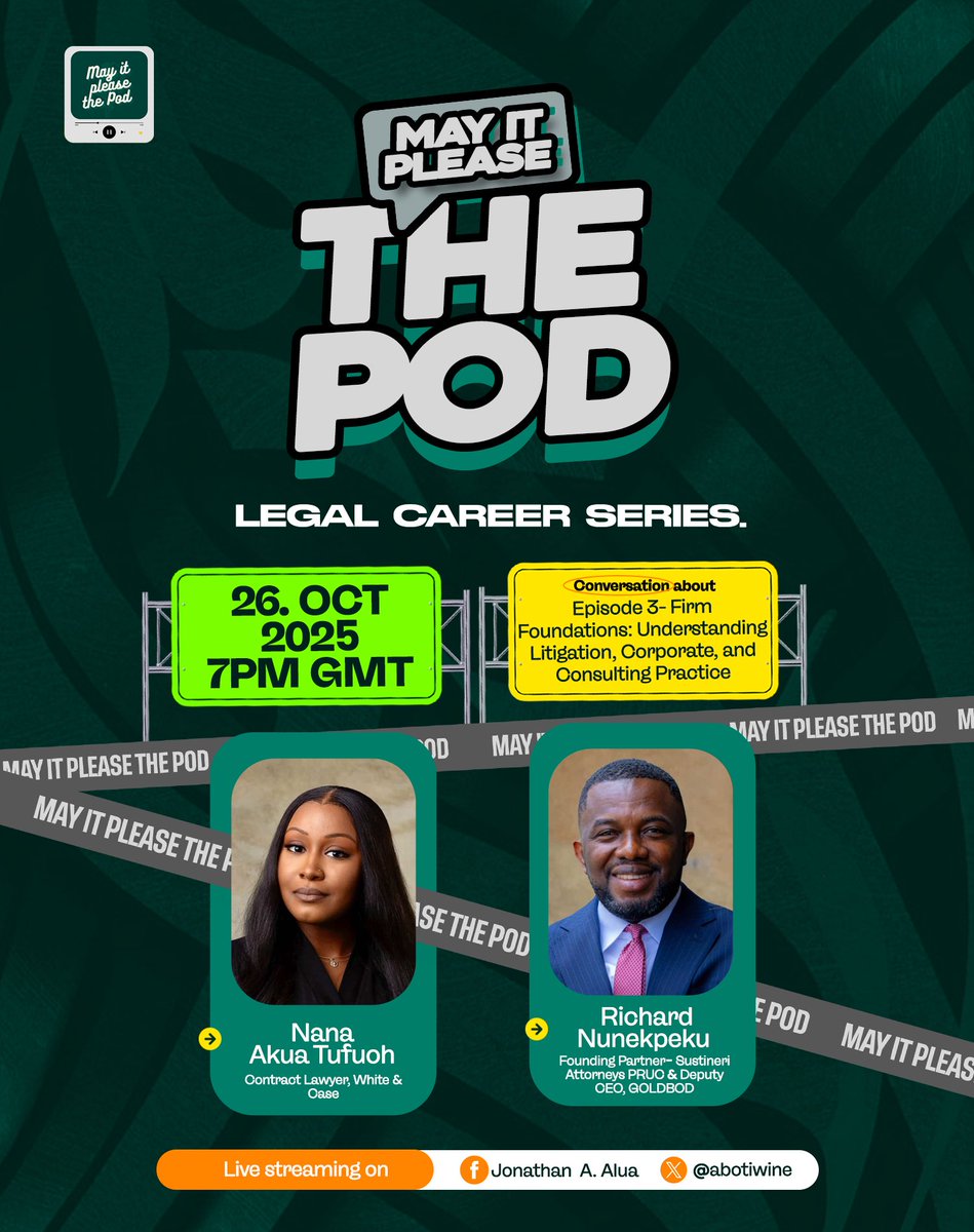 3rd of the 4 episodes upcoming!

Usual crew with <a href="/That_Otting/">Daniel 𝓞𝓣𝓣𝓘𝓝𝓖 Awuah 🇬🇭</a> holding brief for his year group of lawyers. Talk soon!