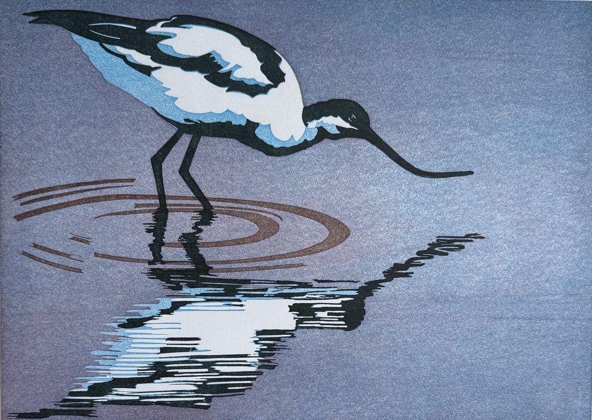 Three linocuts from Babs Pease. Babs has been exhibiting with us for along time showing her multiblock linocuts. Multiplate linocuts are where each colour has a separate piece of lino. See more of her work at ow.ly/nHP350Xh2zx