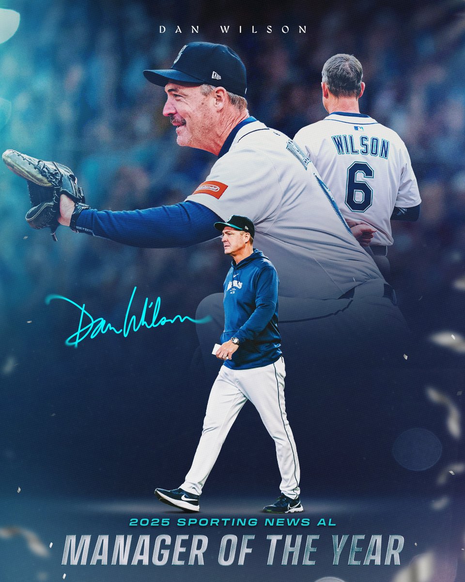Mariners's tweet image. Congrats, Skip!
Dan Wilson has been named @sportingnews AL Manager of the Year, as voted by his peers. #TridentsUp