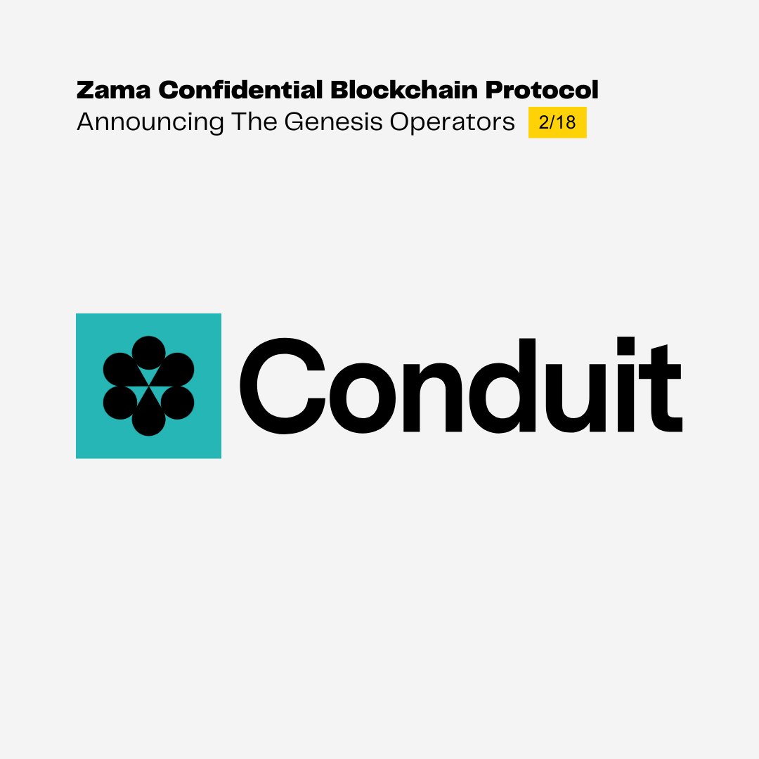 zama_fhe's tweet image. JUST IN:
We’re proud to announce our second genesis operator: @conduitxyz.
Conduit powers and manages custom blockchain infrastructure, from appchains to onchain games and DEXs, so builders can focus on creating products users love.
By joining as an MPC operator, Conduit will…