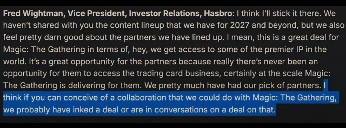 Well... Magic the Gathering had a good run. 32 years before WotC turned it into an advertisement platform.

Damnit <a href="/wizards_magic/">Magic: The Gathering</a> why have Rosewater tell us that Magic's focus was on its own lore, then have your investor relations guy say something stupid like this?