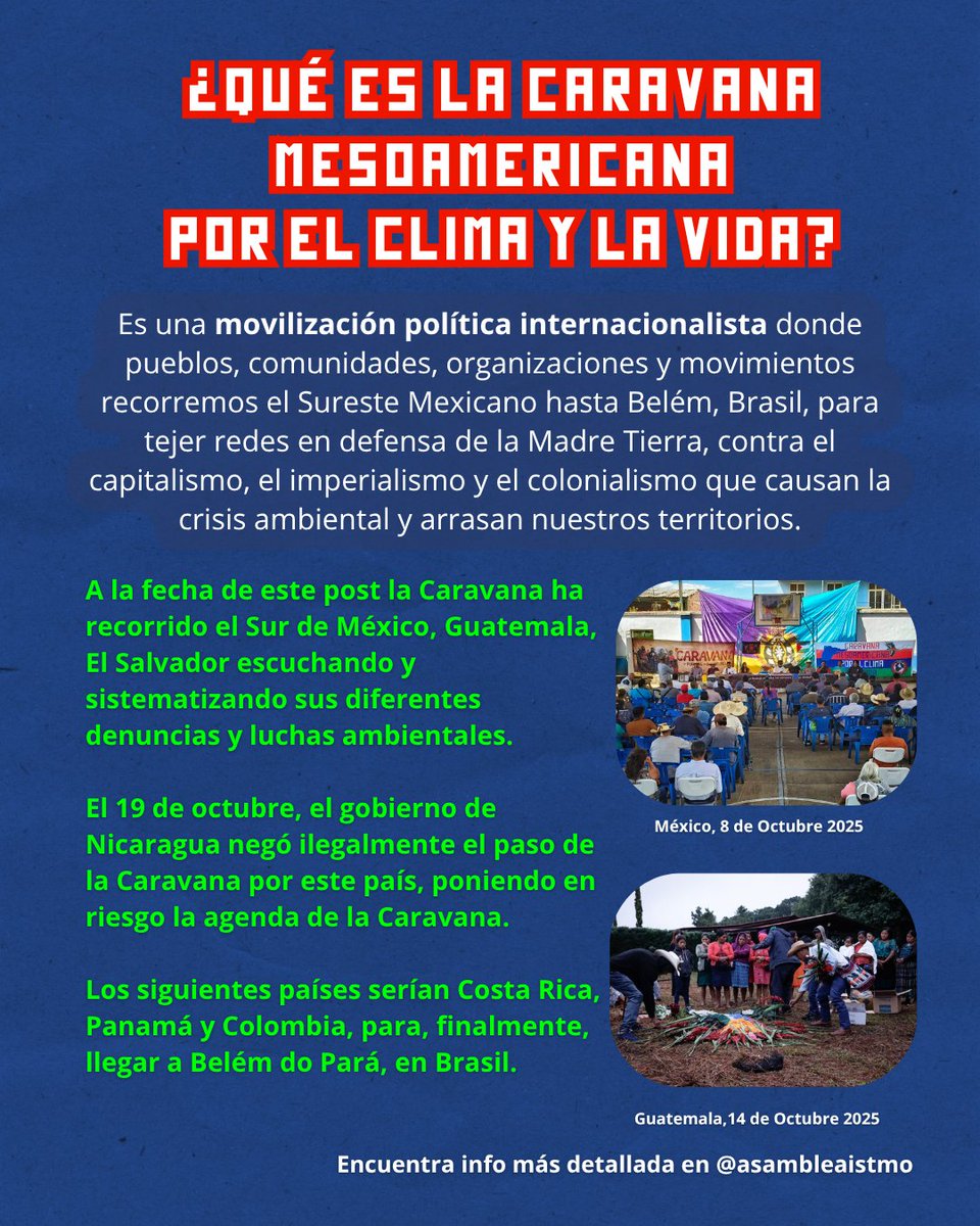 Recibimos este viernes a la Caravana Mesoamericana por el Clima y la Vida en Bogotá, en protesta frente al MinAmbiente (1 pm), ante la falta de soluciones reales y continuidad de políticas y proyectos que atentan contra la Vida. ¡Lleguen!