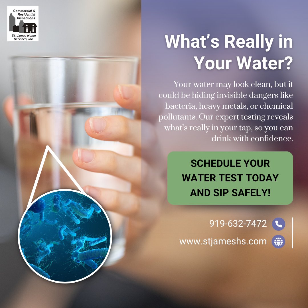 Jdconn1205's tweet photo. What’s really in your water? 💧 Our detailed testing gives you answers and peace of mind. 
Schedule your water test today at https://t.co/dJAvJL1uuw

#WaterTesting #SafeLiving #StJamesInspections https://t.co/JChfDicZXi