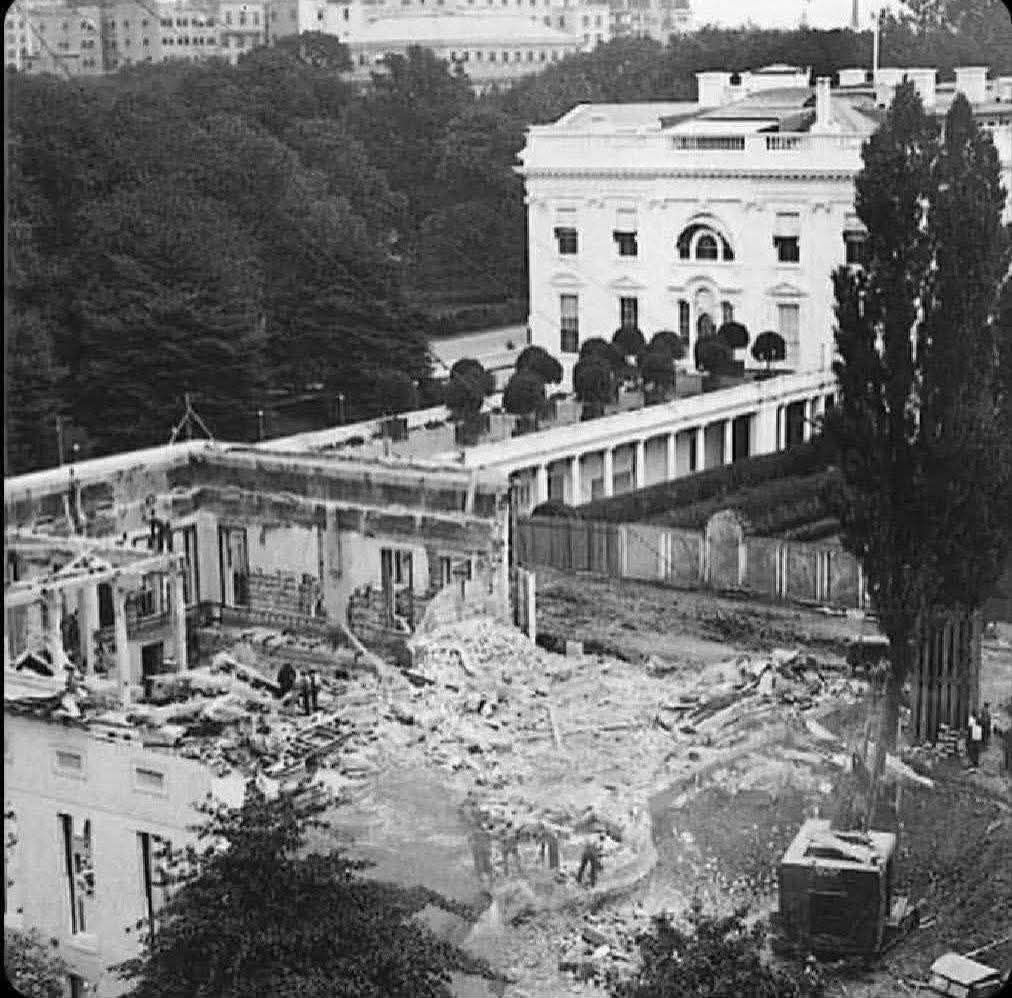 This is an absolute horrible tragedy to the white house. Literally tearing down a section to-- Oh, my bad this picture is when Obama wrecked the wh to put up an indoor basketball court.

Using TAX PAYER MONEY!

Your president built a basketball court to host Diddy and LeBron.