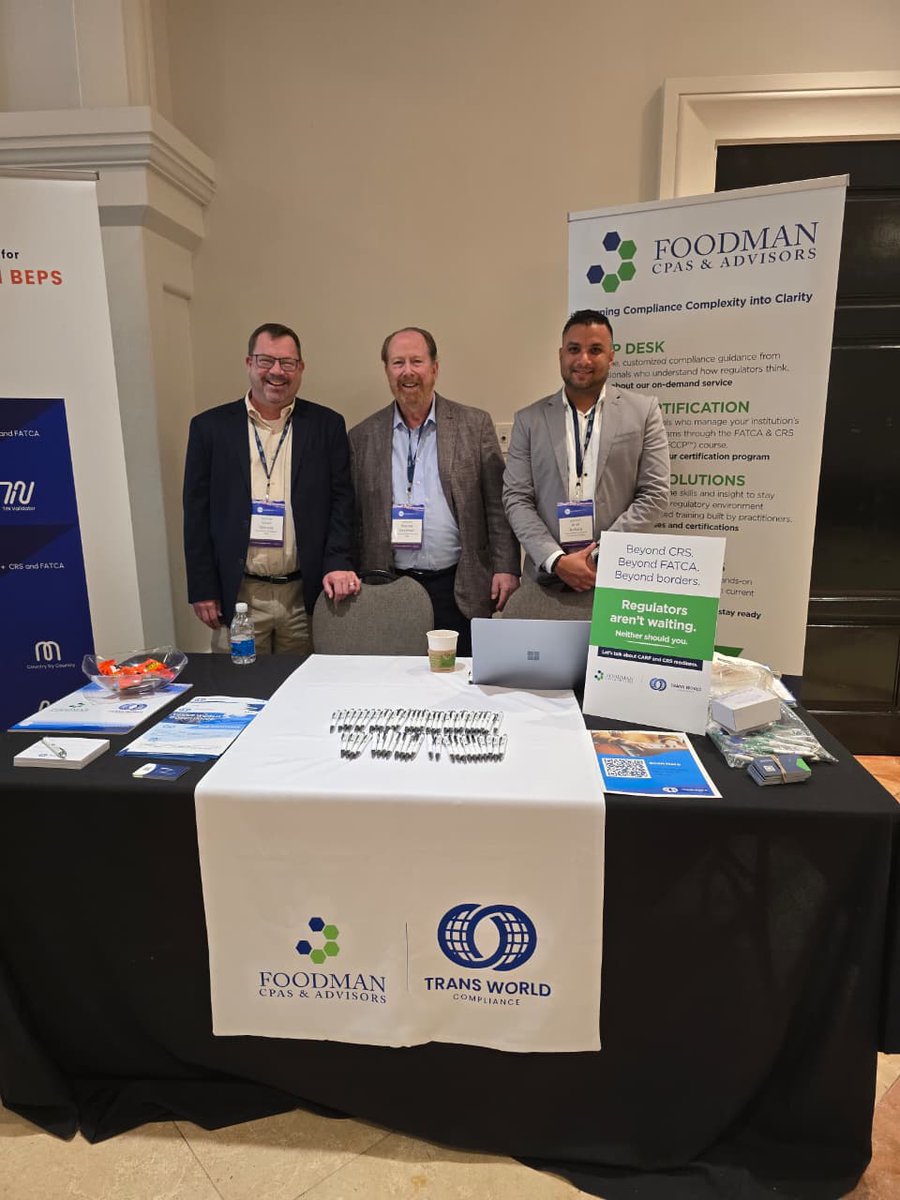 TransWorldComp's tweet image. We’re live at CRCA 2025! Foodman CPAs &amp;amp; Advisors and Trans World Compliance are co-exhibiting today in St. Kitts.

We’re showcasing how our compliance expertise and cutting-edge software simplify reporting across jurisdictions.

#Compliance #RegTech #AML #CRS #FATCA
