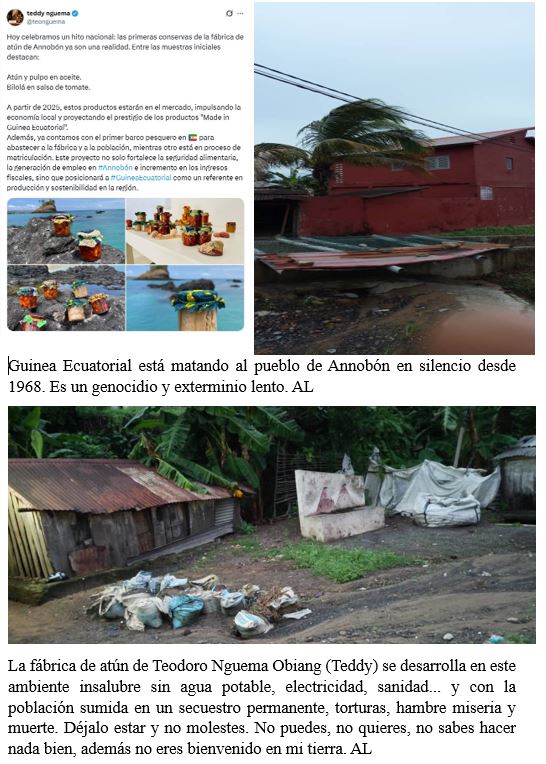 La propaganda barata tiene fecha de caducidad: pronto pierde toda credibilidad. Annobón no es Guinea, y no forma parte de los planes reales de Guinea Ecuatorial.
Respetemos la decisión del pueblo de Annobón de buscar las riendas de su destino tras más de medio siglo de ABUSOS. AL