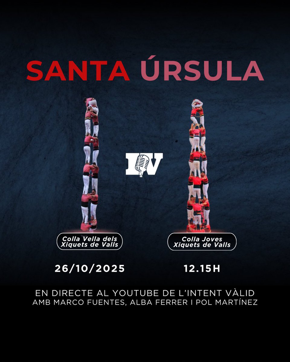 Tornem a Santa Úrsula, enguany ha estat un any complicat per nosaltres però la mare de totes les diades mereix el nostre directe, allà on va començar tot!

🎙️ Marco Fuentes, Alba Ferrer i Pol Martínez 

🚨 Sense imatge dels castells! Només audio!

#castells #castellers