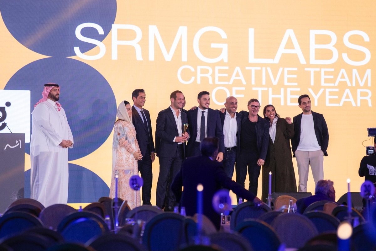 SRMG_HQ's tweet photo. فازت SRMG LABS بلقب "فريق العام الإبداعي" في مهرجان "أثر للإبداع" ٢٠٢٥، إلى جانب سبع جوائز أخرى، من بينها "القائد الإبداعي للعام" التي مُنحت للرئيس التنفيذي الإبداعي في المجموعة فادي مروّه.
ويأتي هذا الإنجاز بعد عام مميّز تُوّج بحصول حملة "الإصدار الثاني" لـ "بيلبورد عربية" على جائزة ذهبية في مهرجان "كان ليونز" 2025، كما تم تصنيف  SRMG LABS ضمن أفضل 5 وكالات إبداعية في الشرق الأوسط وشمال أفريقيا من قبل مهرجان "كان ليونز".

SRMG LABS has been named “Creative Team of the Year” at the 2025 Athar Festival of Creativity, winning seven awards in total, including “Creative Leader of the Year” awarded to the Group’s Chief Creative Officer, Fadi Mroue.
This recognition follows a remarkable year for SRMG LABS, highlighted by Billboard Arabia’s “The Second Release”campaign, which earned a Gold Lion at the 2025 Cannes Lions Festival. SRMG LABS was also ranked among the Top 5 Creative Agencies in the MENA region by Cannes Lions, solidifying its position as a regional creative powerhouse with global impact.