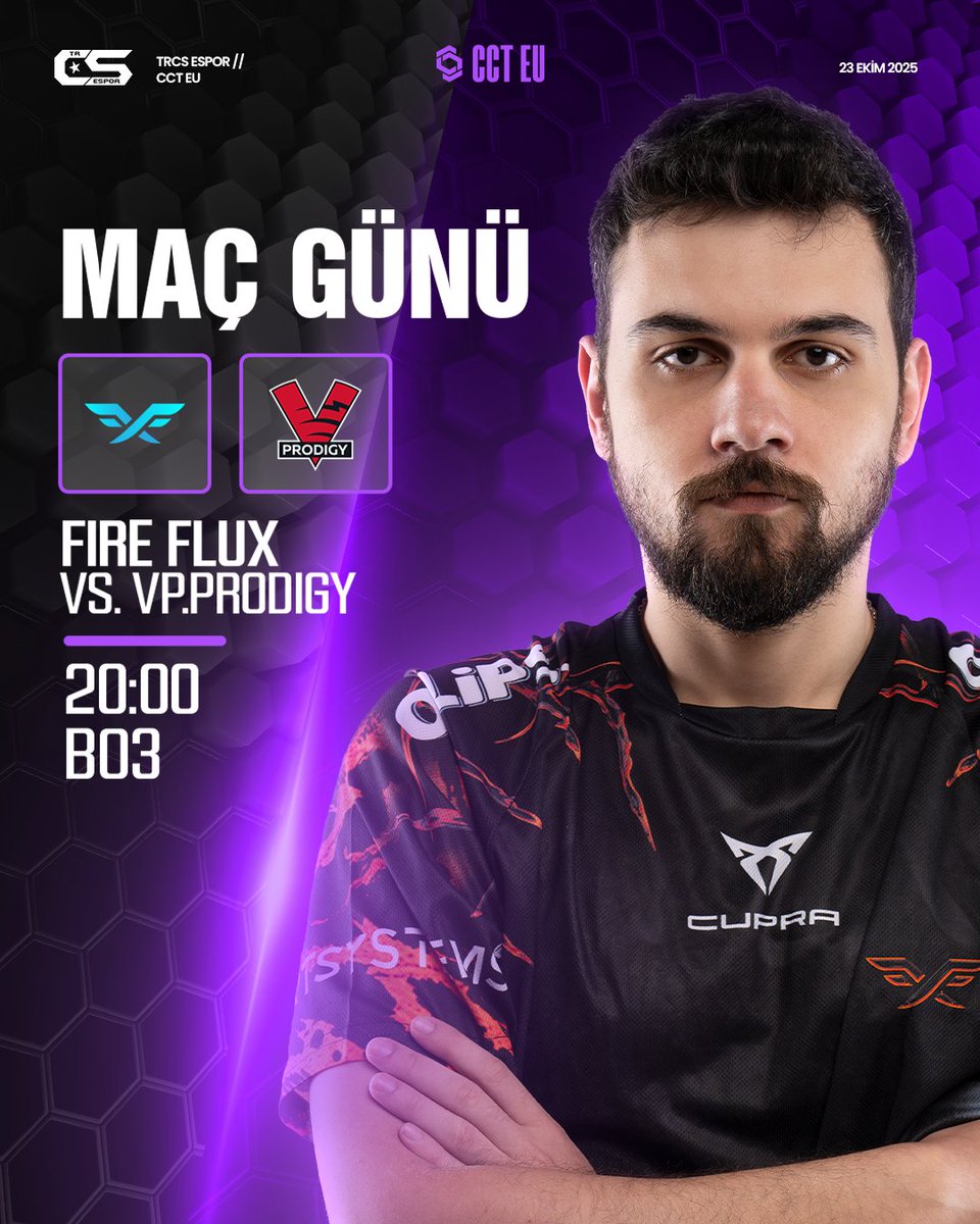 trcsespor's tweet image. 🔥 Temsilcimiz Fire Flux, CCT EU Series 9'da 0G-1M maçlarında VP Prodigy ile karşılaşıyor!
🗺️ BO3
🕞 17:00
📺 kick.tv/CCT_CS