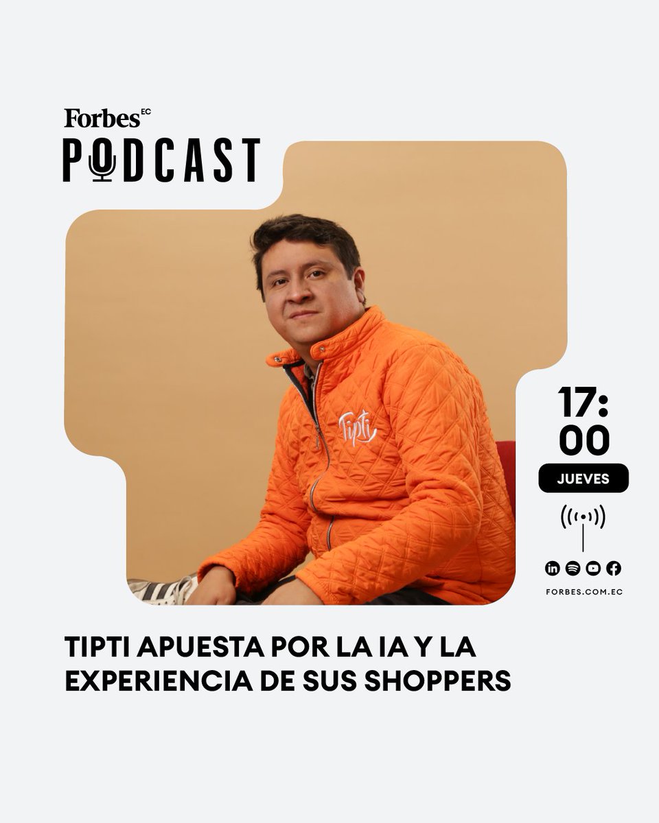 forbesecuador's tweet image. #Brandvoice | 🎙️ Flavio Pérez, Gerente de Operaciones de @TiptiMarket , nos cuenta cómo la empresa integra inteligencia artificial y experiencia humana para optimizar cada pedido y transformar la experiencia de compra. 🧠🛒

🗓️ Este jueves
🕓 17h00

 #PodcastForbes #Tipti
