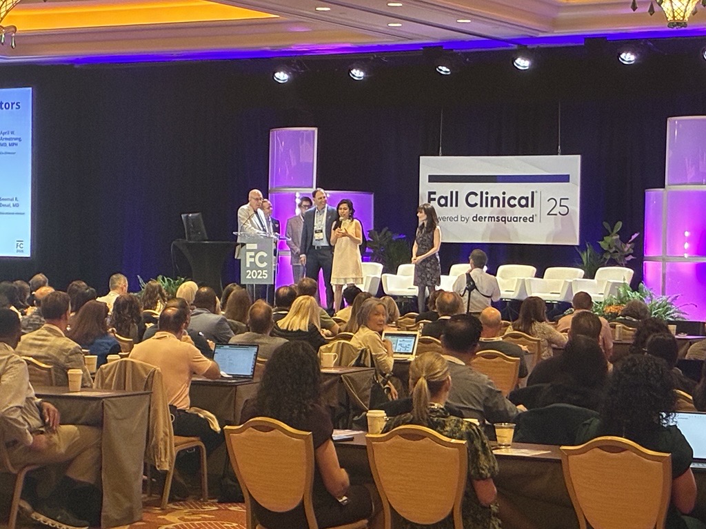 🥼🩺LIVE FROM FALL CLINICAL: <a href="/Practical_Derm/">Practical Derm</a> is onsite as Fall Clinical 2025 gets underway. Pictured is the opening remarks session with scientific board and program directors, including Darrel Rigel, MD; Mark Lebwohl, MD; James DelRosso, MD; April Armstrong, MD; Gary Goldenberg,