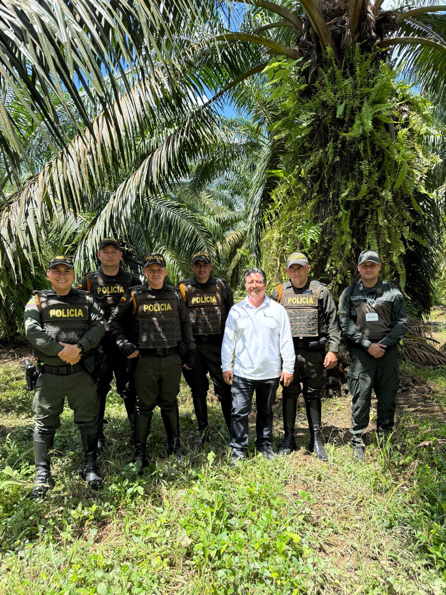 CenipalmaOrg's tweet image. 👮‍♂️🌱 ¡Un encuentro por la sostenibilidad!​

En el Campo Experimental Palmar de la Vizcaína recibimos con entusiasmo a miembros de la Seccional de Carabineros y Protección Ambiental del Magdalena Medio.​

Compartimos retos, aprendizajes y acciones para fortalecer una palmicultura…