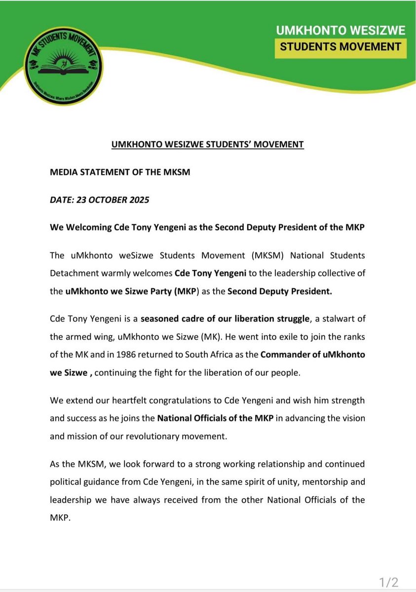 uMkhonto weSizwe Students’ Movement tweet media