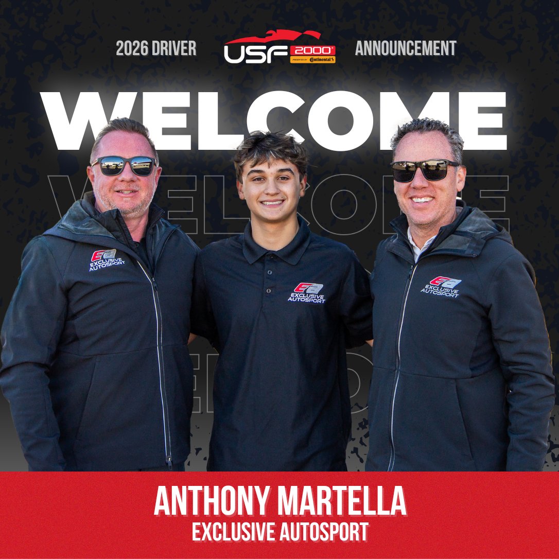 The time has come — driver announcements for the 2026 season are officially underway! 👀

🚨First up, we’re thrilled to share that Anthony Martella is joining Exclusive Autosport for his second USF2000 season in the 2026 USF Pro Championships!🚨

After a standout rookie year that