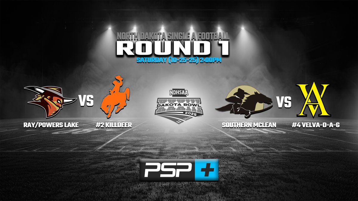 🚨🏈 ND SINGLE A FOOTBALL PLAYOFFS ROUND 1
📅10-25-25
⏰1:30 Valvoline Instant Oil Change Pre-Game

Subscription Required for Post Season Events on PSP+
Get your passes now!

pspnetwork.plus
psp.network

#NDpreps