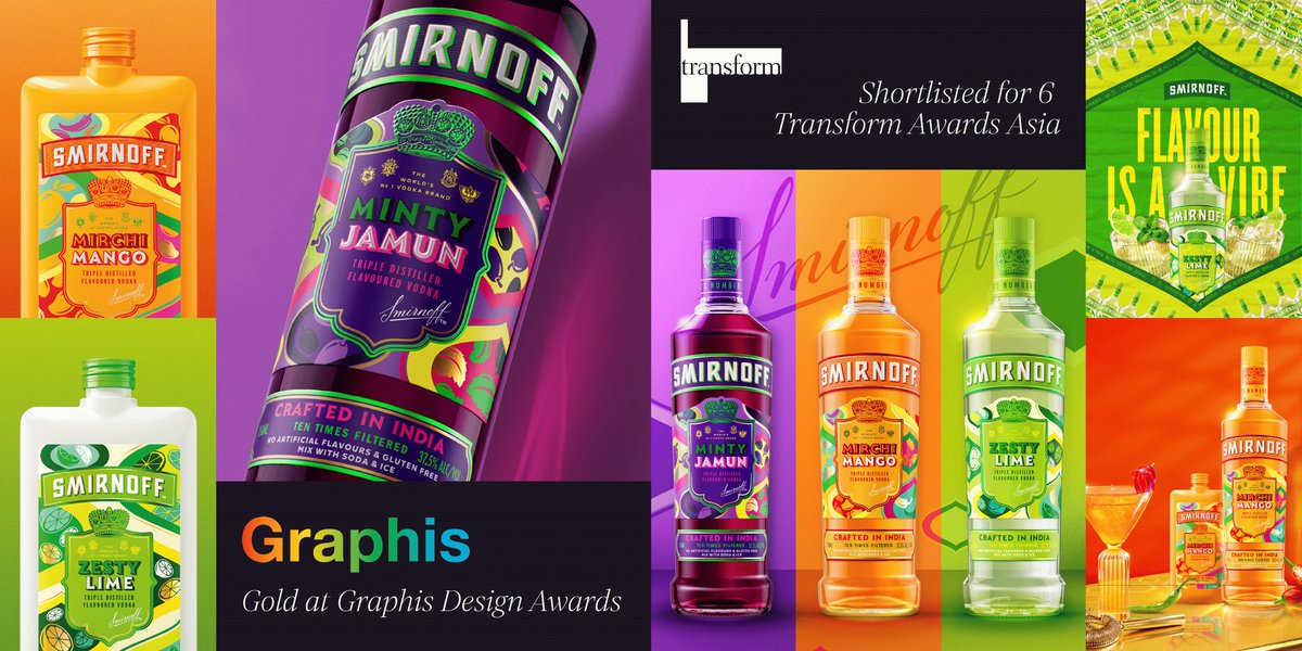 Bulletproof (@bulletproofintl) on Twitter photo Gold looks good on Smirnoff Flavours 🥇
Designed by Bulletproof Singapore with Diageo India, this vibrant work has taken Gold at Graphis + 6 shortlists at the Transform Awards Asia.
Winners announced 20 Nov 👀
👉 lnkd.in/eWgnFd7C
#Bulletproof #Smirnoff #DiageoIndia Gold looks good on Smirnoff Flavours 🥇
Designed by Bulletproof Singapore with Diageo India, this vibrant work has taken Gold at Graphis + 6 shortlists at the Transform Awards Asia.
Winners announced 20 Nov 👀
👉 lnkd.in/eWgnFd7C
#Bulletproof #Smirnoff #DiageoIndia