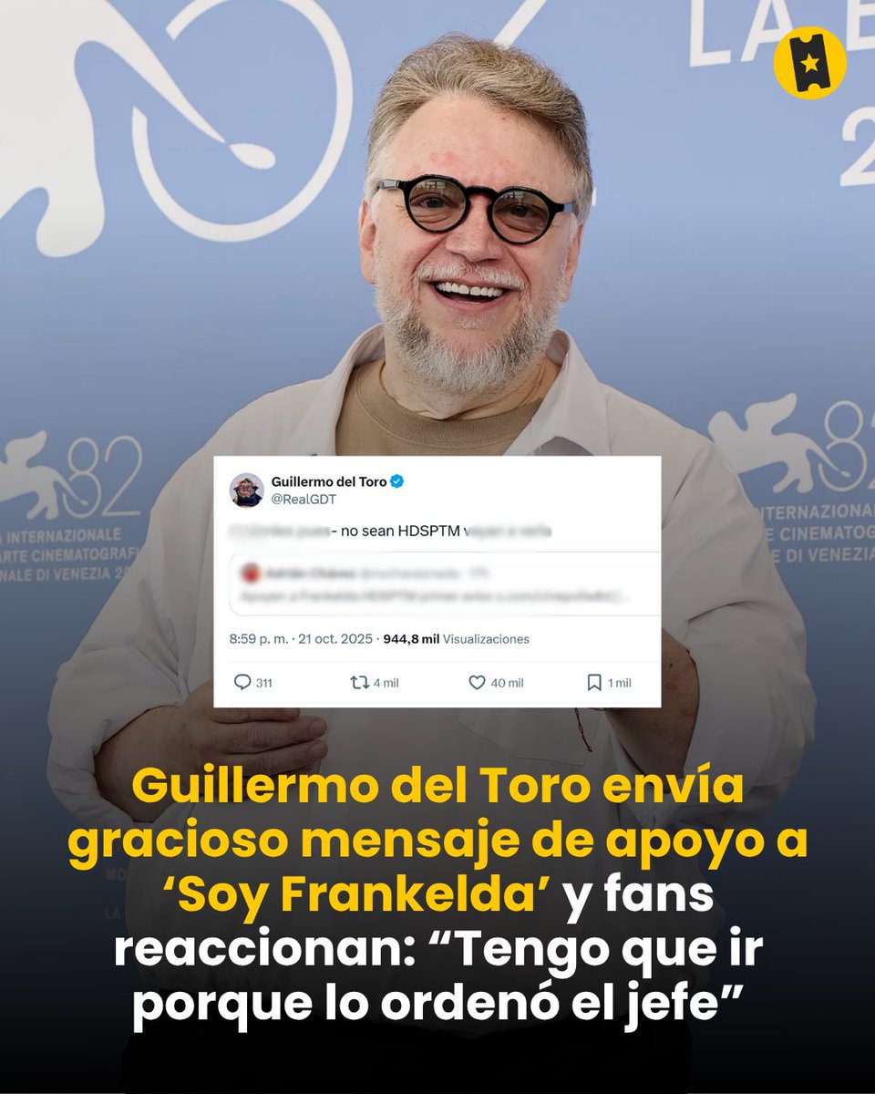 Mira el mensaje que Guillermo del Toro envió en redes para que el público apoye la nueva película mexicana 'Soy Frankelda'.
sensacine.com.mx/noticias/notic…
