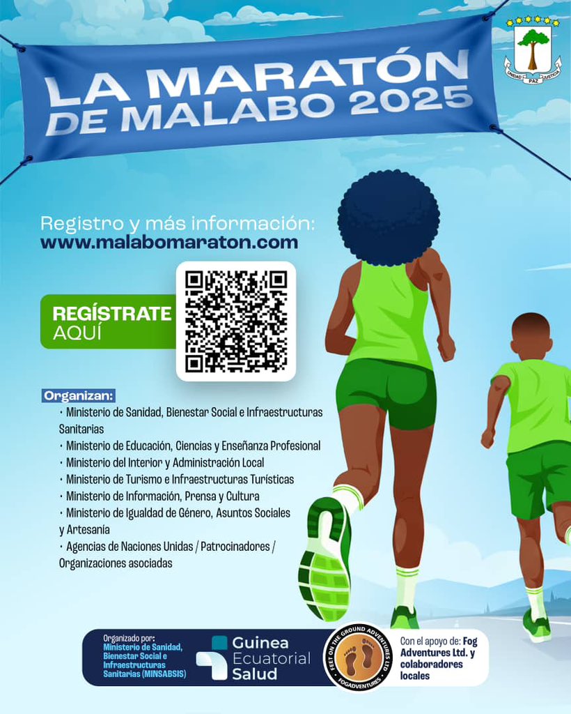 GuineaSalud's tweet photo. Vuelve la #MaratónDeMalabo este 1 de noviembre! 🏃‍♀️💚 Corre por tu salud y contra las #ENT como diabetes e hipertensión. Participación gratuita desde los 5 años.  
👉 Inscríbete: https://t.co/bf1iMBMTZS | 📞 222789998  
#GuineaSalud #DeporteEsVida #PrevenciónENT https://t.co/KEKylHGVTV