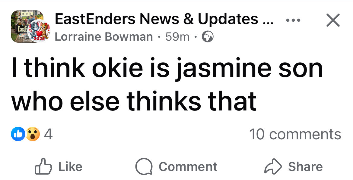I feel like it’s a competition on Facebook to see who can come up with the stupidest theories #EastEnders