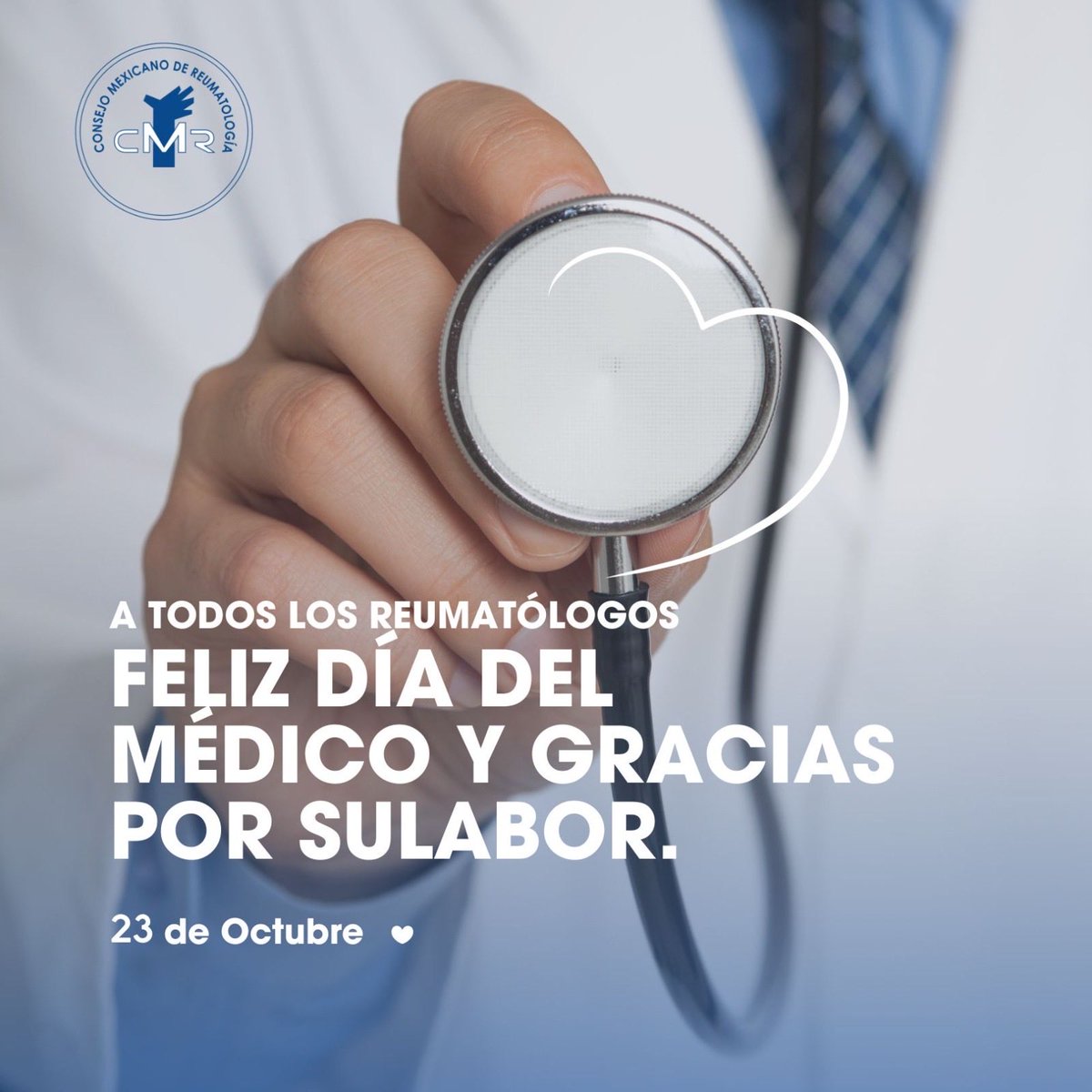 A nombre del Consejo Mexicano de Reumatología feliz #díadelmédico. Reconocemos su dedicación, compromiso y vocación de servicio. Gracias por su esfuerzo incansable en favor de la salud y el bienestar de nuestra comunidad.